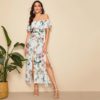 Boho Floral Print Sexy Off Shoulder Beach Maxi Dress