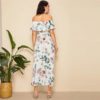 Boho Floral Print Sexy Off Shoulder Beach Maxi Dress - Image 2