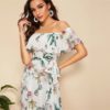 Boho Floral Print Sexy Off Shoulder Beach Maxi Dress - Image 4