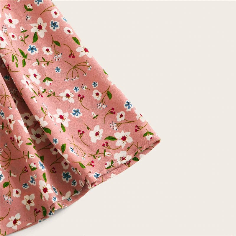 Boho Ditsy Floral Print Paperbag Waist Belted Flared Skirts - Image 9