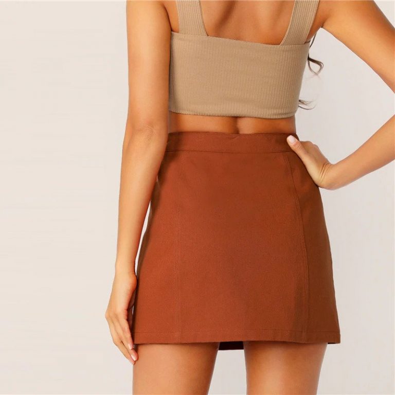 Brown High Waist A Line Women Mini Skirt - Image 2