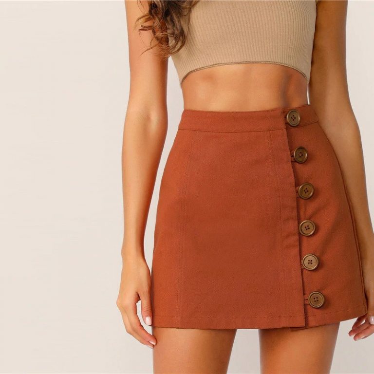 Brown High Waist A Line Women Mini Skirt - Image 3