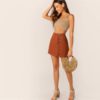 Brown High Waist A Line Women Mini Skirt - Image 5