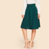 Buckle Belted Pleated Vintage High Waist Flared Women Skirt - Image 5
