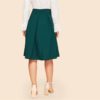 Buckle Belted Pleated Vintage High Waist Flared Women Skirt - Image 6