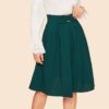 Buckle Belted Pleated Vintage High Waist Flared Women Skirt - Image 7