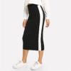 Colorblock Contrast Sideseam Split Back Pencil Elegant Mid Waist Skirt