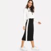 Colorblock Contrast Sideseam Split Back Pencil Elegant Mid Waist Skirt - Image 4