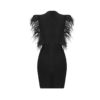 Deep-V Sleeveless Feather Bandage Celebrity Sexy Party Dress - Image 4
