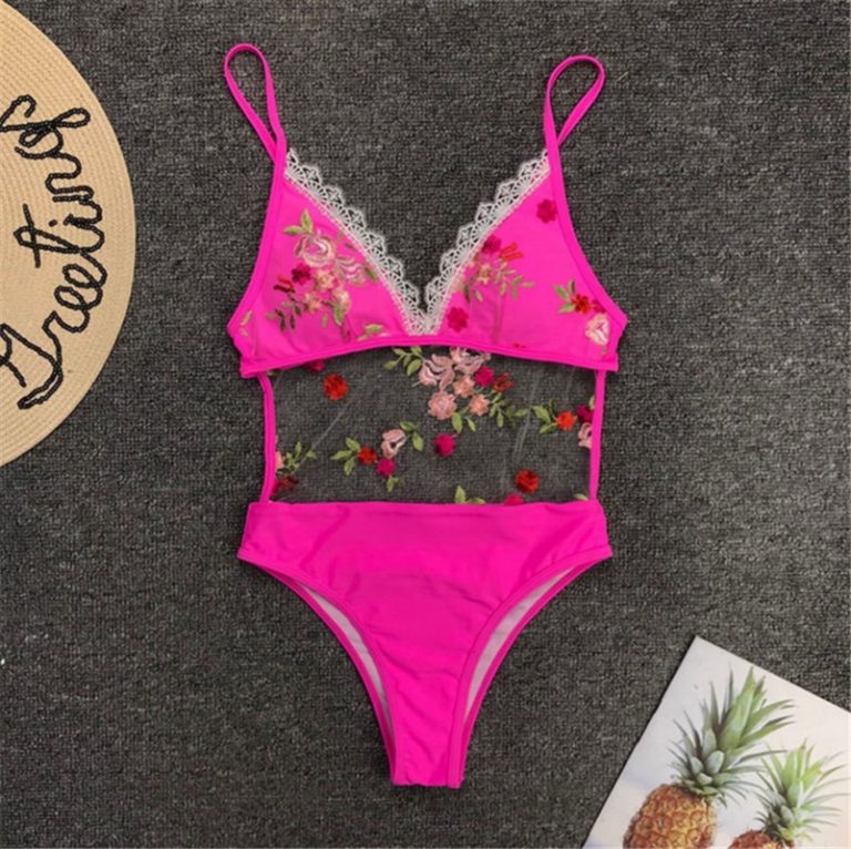 Floral Embroidered Lace Beachwear Bathing Swimsuit - Image 6
