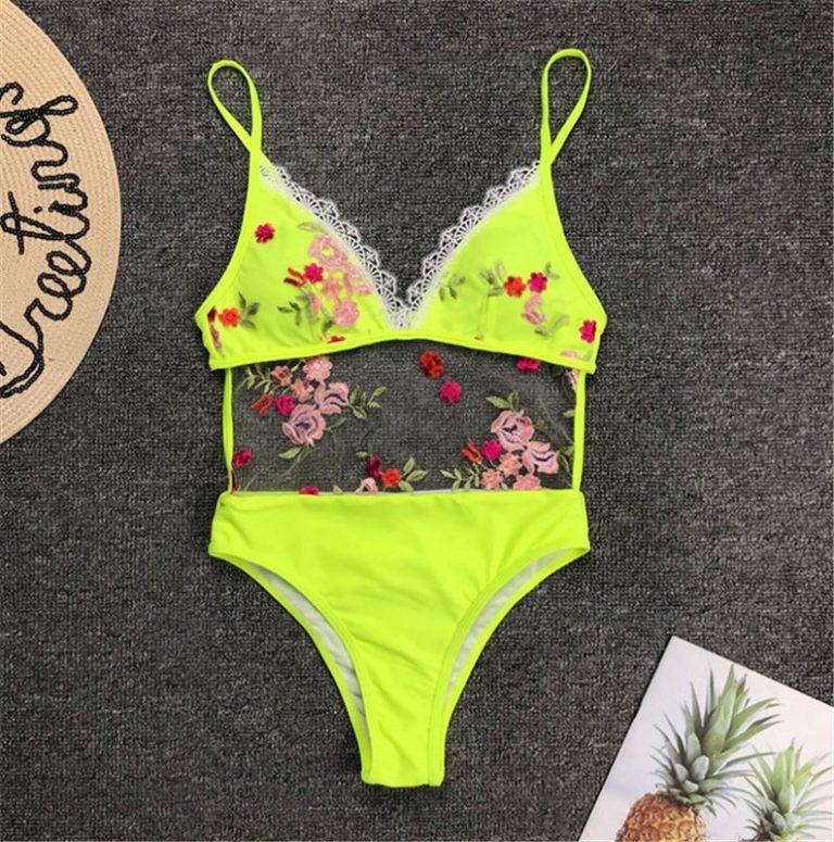 Floral Embroidered Lace Beachwear Bathing Swimsuit - Image 4