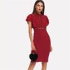 High Waist Vintage Lace Eyelet Bodycon Party Dress