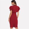 High Waist Vintage Lace Eyelet Bodycon Party Dress - Image 2