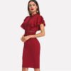 High Waist Vintage Lace Eyelet Bodycon Party Dress - Image 3