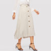 Lady Beige Button Up Flared Maxi Skirts - Image 3