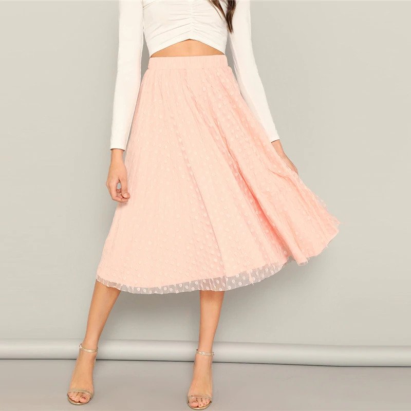 Lady Casual A-Line Modern Lady Mid Waist Midi Skirt