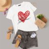 Lady Simple Round Neck Graphic Print White T Shirt - Image 2