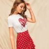 Lady Simple Round Neck Graphic Print White T Shirt - Image 6