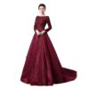 Long Sleeve Lace Bodice Ball Gown with Beading Crystal Evening Party Gowns - Image 7