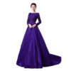Long Sleeve Lace Bodice Ball Gown with Beading Crystal Evening Party Gowns - Image 8