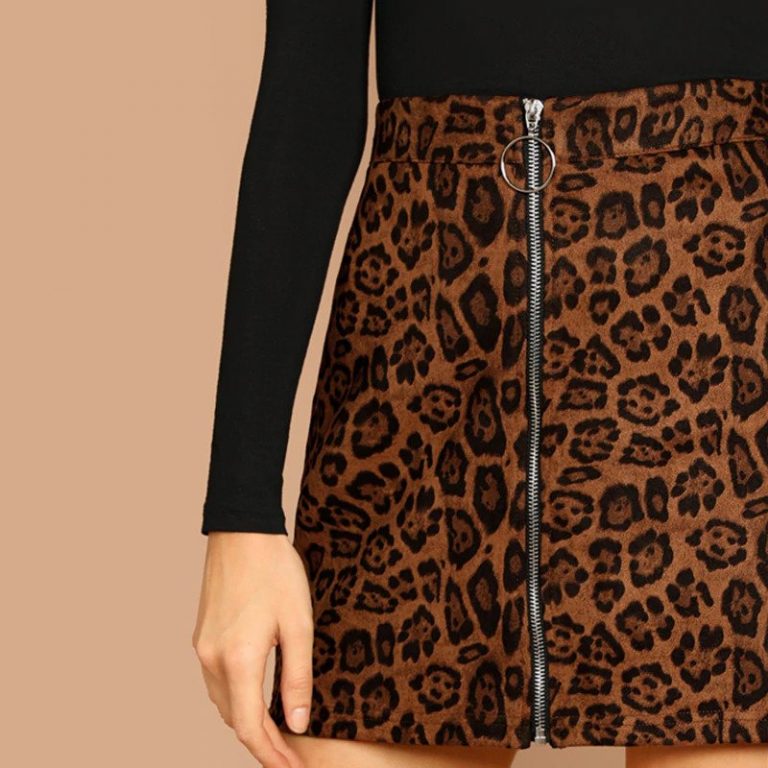 Multicolor Casual Elegant O-Ring Zip Up Above Knee Short Skirts - Image 5