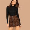 Multicolor Casual Elegant O-Ring Zip Up Above Knee Short Skirts
