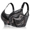 Plus Size Lace Embroidery Removable Padded Memory Metal Wire Bra - Image 6