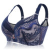 Plus Size Lace Embroidery Removable Padded Memory Metal Wire Bra - Image 7