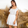 Ruffle Eyelet Embroidered Lace Insert Butterfly Sleeve Women Dress - Image 3