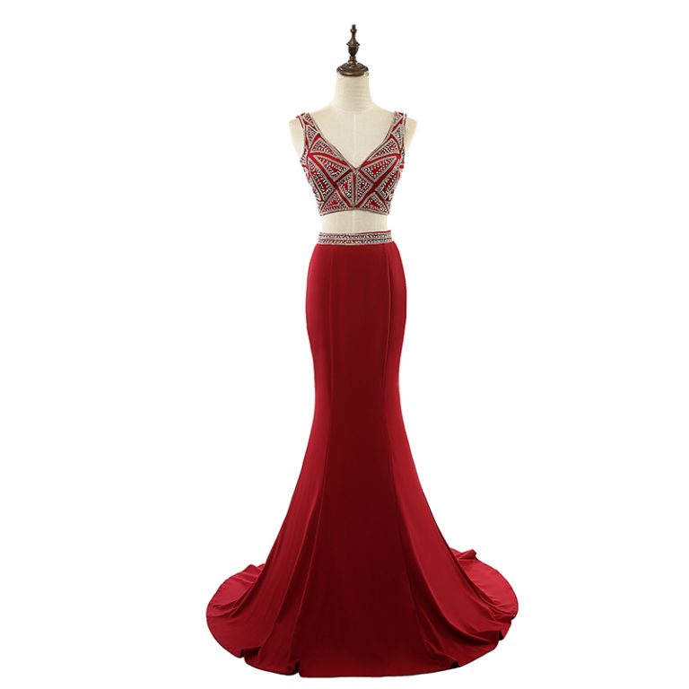 Sexy 2 Pieces Mermaid Light Prom Party Dress Women Pageant Gown - Image 10