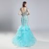Sexy Long Lace Tulle V-Neck Cap Sleeve with Ruffles Prom Party Gowns - Image 4