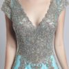 Sexy Long Lace Tulle V-Neck Cap Sleeve with Ruffles Prom Party Gowns - Image 5