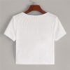Sexy White Deep V Neck Crop Wrap Belted Slim Fitted Solid T Shirt - Image 5