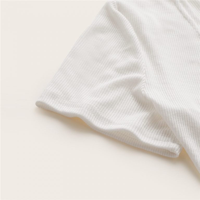 Sexy White Deep V Neck Crop Wrap Belted Slim Fitted Solid T Shirt - Image 6
