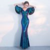 Shining Mermaid Sexy V-Neck Half Sleeve Maxi Prom Party Gowns - Image 5