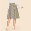 Vintage Paper-bag Waist Plaid Flare Belted Knee Length Skirt - Image 2