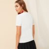 White Slogan Letter Print Solid Slim Fitted Tee Short Sleeve Round Neck T Shirt - Image 3