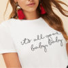 White Slogan Letter Print Solid Slim Fitted Tee Short Sleeve Round Neck T Shirt - Image 6
