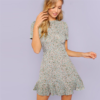 Women Allover Floral Print Ruffle Elegant Casual Fit and Flare Dress