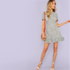 Women Allover Floral Print Ruffle Elegant Casual Fit and Flare Dress - Image 5