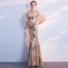 Women Appliques Long Mermaid Tulle Half Sleeve Prom Gowns - Image 3