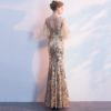 Women Appliques Long Mermaid Tulle Half Sleeve Prom Gowns - Image 5
