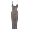 Women Backless Spaghetti Strap Sleeveless V Neck Club Dress - Image 2