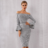 Women Bandage Flare Sleeve Club Dress Sexy Evening Party Dress - Image 2
