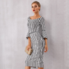 Women Bandage Flare Sleeve Club Dress Sexy Evening Party Dress - Image 5