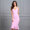 Women Bandage Mermaid V-Neck Midi Club wears Evening Party Dress