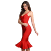 Women Bandage Mermaid V-Neck Midi Club wears Evening Party Dress - Image 6