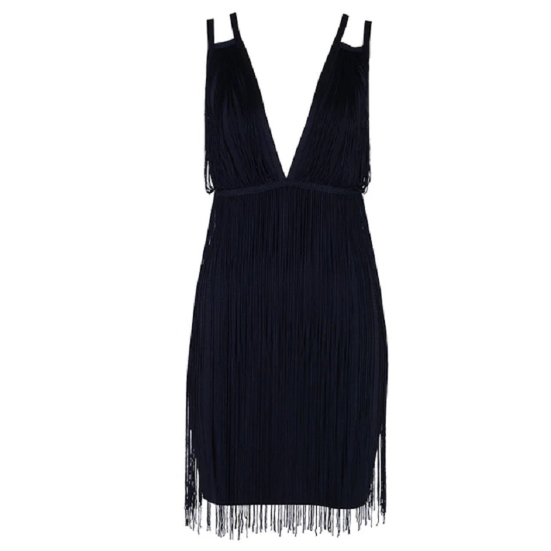 Women Bandage Sleeveless Fringe Club Evening Party Dress - Image 7