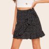 Women Boho Beach Heart Print High Waist Skirt Casual A Line Mini Skirt