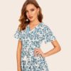 Women Boho Ditsy Floral Print Buttoned V Neck Long Dress - Image 5